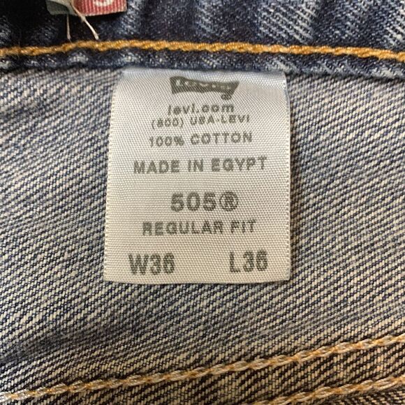 LEVI’S 505 blue jeans zip button fly pockets size 36 - Picture 6 of 10